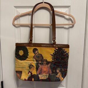 Paradox Leather and Cloth Beaded Kitschy Christmas Purse